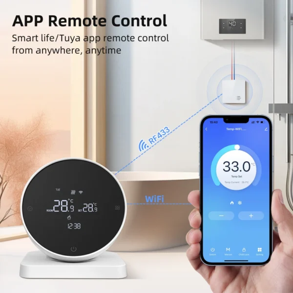 AVATTO Tuya WiFi Smart Thermostat，RF Wireless Receiver Temperature Controller ，For Water Gas Boiler Support Alexa Google Home - Image 3