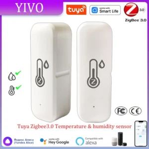2025Newest Tuya Zigbee Temperature and Humidity Smart Home Thermometer Hygrometer APP Remote Alarm Work with Alexa Google Home