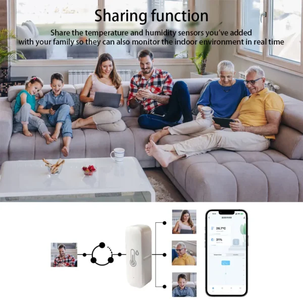 2025Newest Tuya Zigbee Temperature and Humidity Smart Home Thermometer Hygrometer APP Remote Alarm Work with Alexa Google Home - Image 5