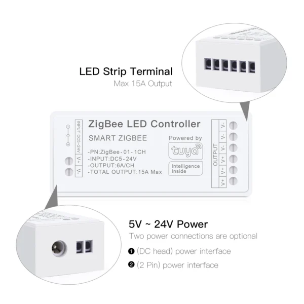 Zigbee LED Smart Switch Tuya WiFi LED Controller Alexa Google Home Remote Voice Control RGB RGBW CCT LED Strip Controller 2.4G ﻿ - Image 3