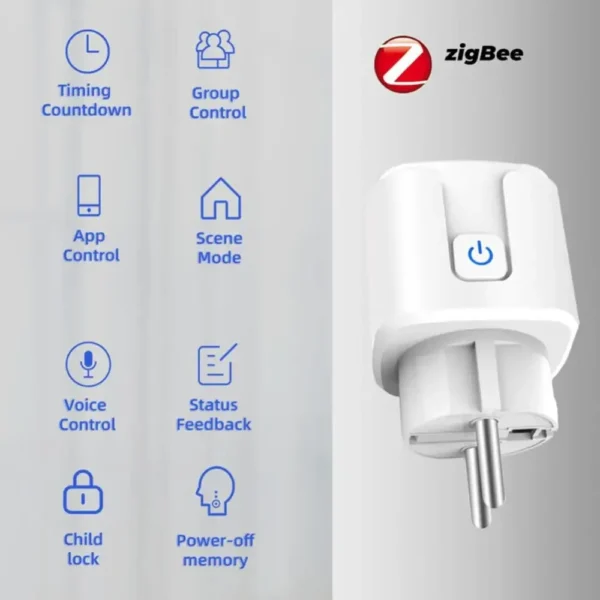 Tuya Smart Plug Zigbee EU 16A/20A Smart Socket With Power Monitor Timing Voice Control Works Whit Alexa Google Home Alice - Image 3